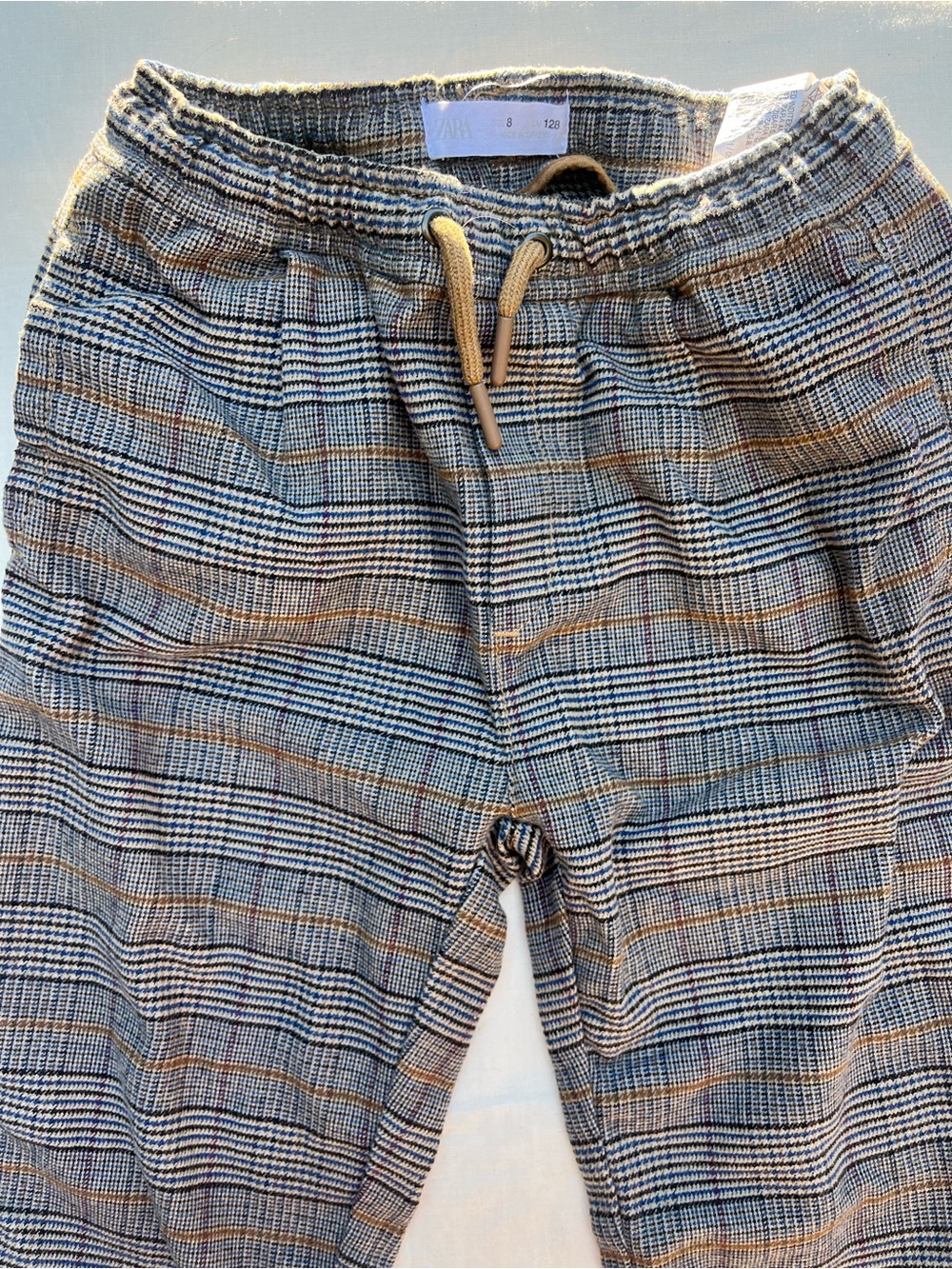 Zara Kids Grey Plaid Drawstring Pants